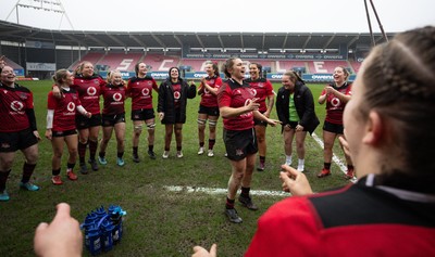 080326 - Brython Thunder v Gwalia Lightning, Celtic Challenge - Hannah Bluck of Brython Thunder leads the celebrations at the end of the match