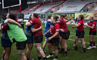 080326 - Brython Thunder v Gwalia Lightning, Celtic Challenge - Players congratulate each other at the end of each match