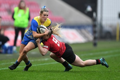 080326 - Brython Thunder v Gwalia Lightning - Celtic Challenge - Courtney Greenway of Gwalia Lightning is challenged by Seren Lockwood of Brython Thunder