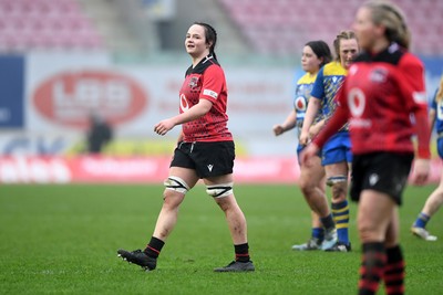 080326 - Brython Thunder v Gwalia Lightning - Celtic Challenge - Jess Rogers of Brython Thunder is shown a yellow card