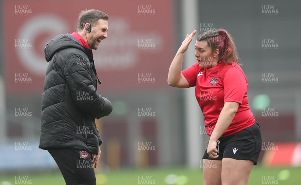 080326 - Brython Thunder v Gwalia Lightning, Celtic Challenge - Brython Thunder head coach Ashley Beck with Stella Orrin of Brython Thunder