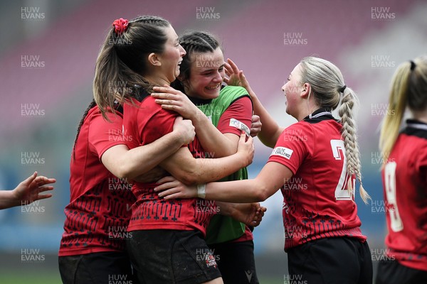 080326 - Brython Thunder v Gwalia Lightning - Celtic Challenge - Brython players celebrate the win at full time