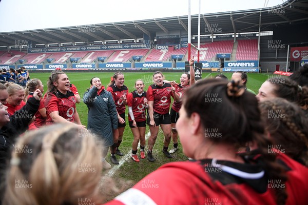 080326 - Brython Thunder v Gwalia Lightning - Celtic Challenge - Brython players celebrate the win at full time