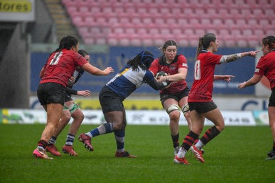 210226 - Brython Thunder v Wolfhounds - Celtic Challenge -  Unda Djougang makes a tackle for Wolfhounds