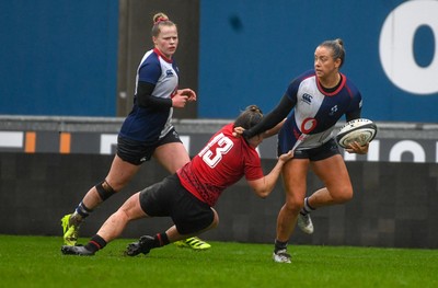 210226 - Brython Thunder v Wolfhounds - Celtic Challenge -  Stacey Flood looks to pass