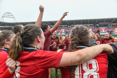 210226 - Brython Thunder v Wolfhounds - Celtic Challenge - Brython players celebrate at the end of the game