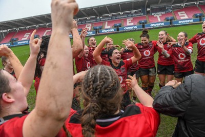 210226 - Brython Thunder v Wolfhounds - Celtic Challenge - Brython players celebrate at the end of the game