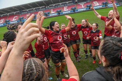 210226 - Brython Thunder v Wolfhounds - Celtic Challenge - Brython players celebrate at the end of the game