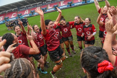 210226 - Brython Thunder v Wolfhounds - Celtic Challenge - Brython players celebrate at the end of the game
