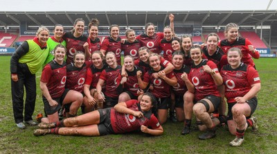 210226 - Brython Thunder v Wolfhounds - Celtic Challenge - Brython players celebrate at the end of the game