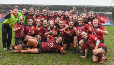 210226 - Brython Thunder v Wolfhounds - Celtic Challenge - Brython players celebrate at the end of the game
