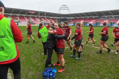 210226 - Brython Thunder v Wolfhounds - Celtic Challenge - Brython players celebrate at the end of the game