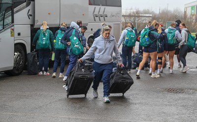 210226 - Brython Thunder v Wolfhounds - Celtic Challenge - Wolfhounds players arrive at Parc y Scarlets for their game against Brython Thunder