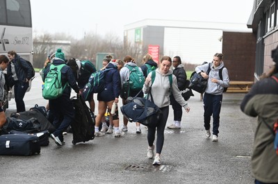 210226 - Brython Thunder v Wolfhounds - Celtic Challenge - Wolfhounds players arrive at Parc y Scarlets for their game against Brython Thunder