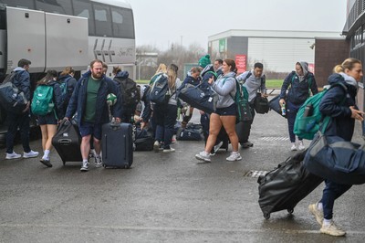 210226 - Brython Thunder v Wolfhounds - Celtic Challenge - Wolfhounds players arrive at Parc y Scarlets for their game against Brython Thunder