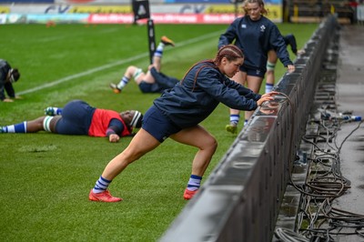 210226 - Brython Thunder v Wolfhounds - Celtic Challenge - Wolfhounds players warm-up before their match against Brython Thunder