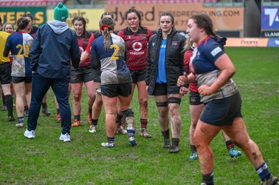 210226 - Brython Thunder v Wolfhounds - Celtic Challenge - Wolfhounds players shake hands at the final whistle