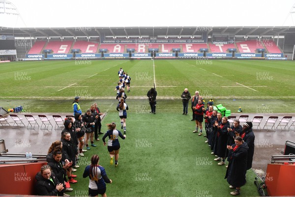 210226 - Brython Thunder v Wolfhounds - Celtic Challenge - Wolfhounds enter the pitch ahead of kick-off