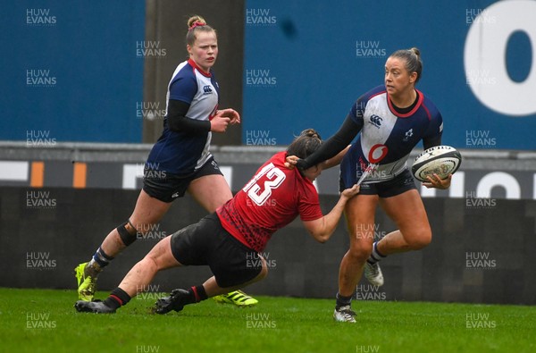 210226 - Brython Thunder v Wolfhounds - Celtic Challenge -  Stacey Flood looks to pass