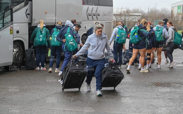 210226 - Brython Thunder v Wolfhounds - Celtic Challenge - Wolfhounds players arrive at Parc y Scarlets for their game against Brython Thunder