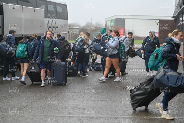 210226 - Brython Thunder v Wolfhounds - Celtic Challenge - Wolfhounds players arrive at Parc y Scarlets for their game against Brython Thunder