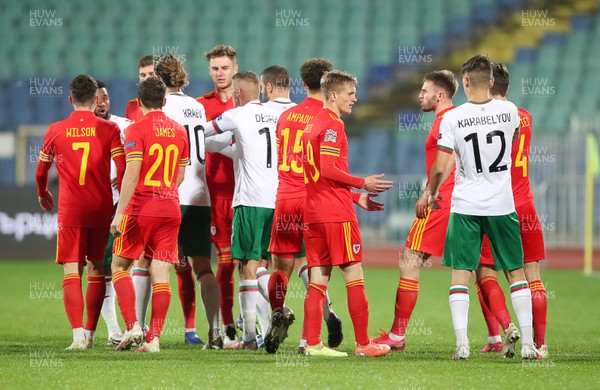 141020 - Bulgaria v Wales - UEFA Nations League - Tempers boil over between the teams