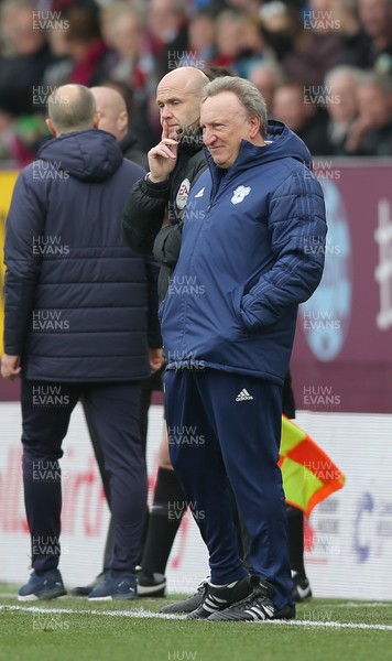 130419 - Burnley v Cardiff City - Premier League -  Manager Neil Warnock of Cardiff has words with 4th official after referee Mike Dean reverses his penalty decision