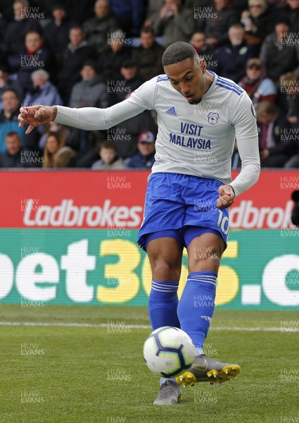 130419 - Burnley v Cardiff City - Premier League -  Kenneth Zohore of Cardiff