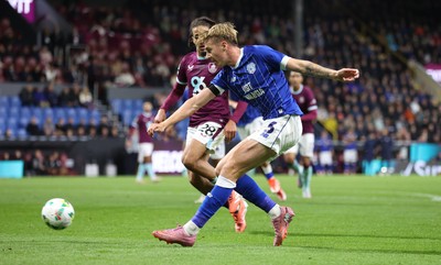 230925 - Burnley v Cardiff City - Carabao Cup Third Round - Joel Bagan of Cardiff has a shot on goal