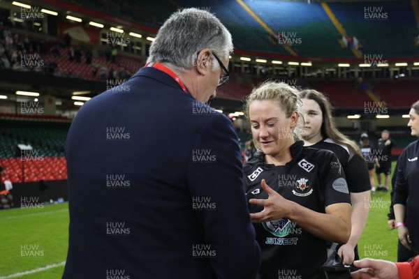 010423 - Burry Port v Whitland - WRU Women’s National Plate Final - Officials and Players receive their medals