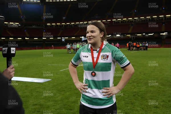 010423 - Burry Port v Whitland - WRU Women’s National Plate Final - Player of the Match Cadi Williams talks to S4C