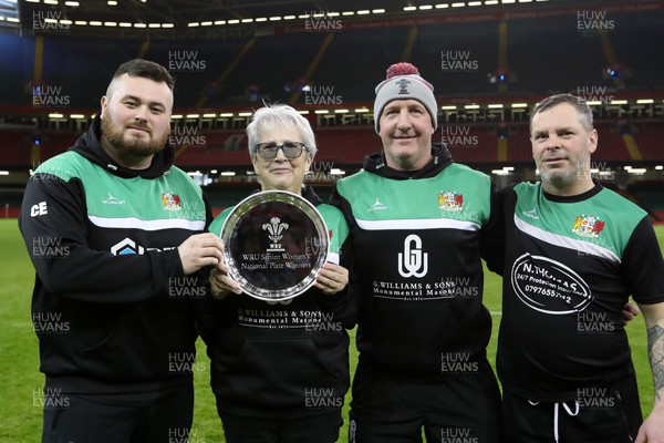 010423 - Burry Port v Whitland - WRU Women’s National Plate Final - Whitland Coaches with the trophy