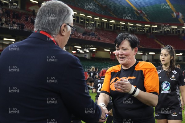 010423 - Burry Port v Whitland - WRU Women’s National Plate Final - Officials and Players receive their medals