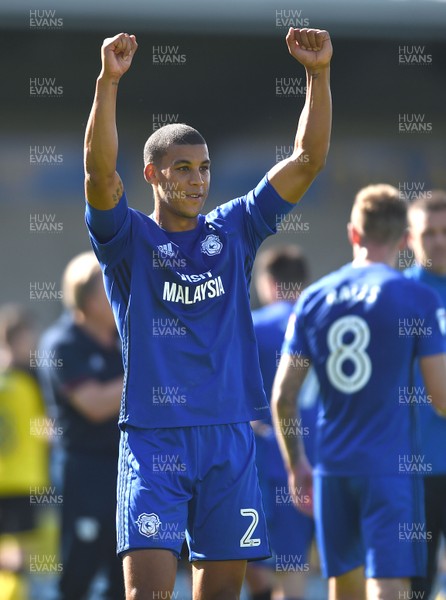 050817 - Burton Albion v Cardiff City - SkyBet Championship - Lee Peltier of Cardiff City celebrates at the end of the game