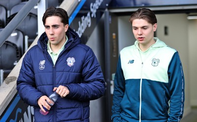 310126 - Burton Albion v Cardiff City - Sky Bet League 1 - Cian Ashford of Cardiff and Joel Colwill of Cardiff