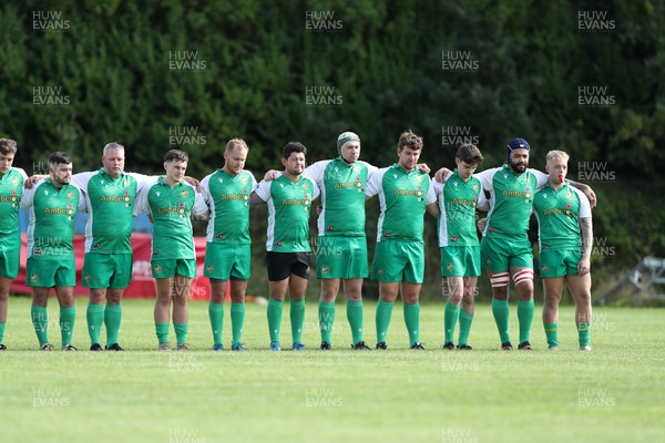 170922 - Bynea v Tonmawr - WRU Division 3 Cup - Tonmawr observe a minutes silence for Her Majesty The Queen
