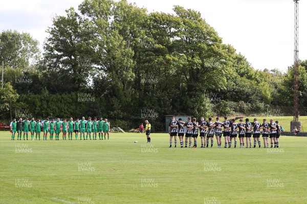 170922 - Bynea v Tonmawr - WRU Division 3 Cup - Both sides observe a minutes silence for Her Majesty The Queen