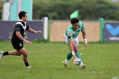 260425 - Caerphilly v Taffs Well - Admiral National League 2 East Central -  John Leko of Caerphilly scores a try 