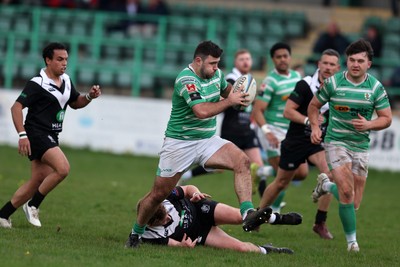 260425 - Caerphilly v Taffs Well - Admiral National League 2 East Central -  Tom Edwards of Caerphilly try