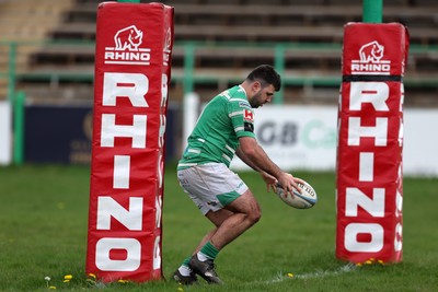 260425 - Caerphilly v Taffs Well - Admiral National League 2 East Central -  Tom Edwards of Caerphilly try
