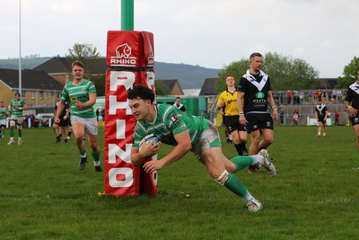 260425 - Caerphilly v Taffs Well - Admiral National League 2 East Central -  Conor Kawulok of Caerphilly try