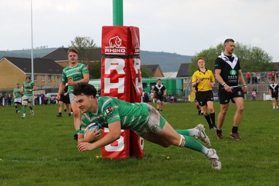 260425 - Caerphilly v Taffs Well - Admiral National League 2 East Central -  Conor Kawulok of Caerphilly try