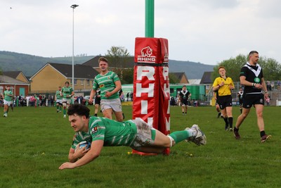 260425 - Caerphilly v Taffs Well - Admiral National League 2 East Central -  Conor Kawulok of Caerphilly try