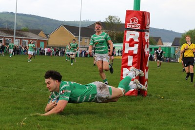 260425 - Caerphilly v Taffs Well - Admiral National League 2 East Central -  Conor Kawulok of Caerphilly try