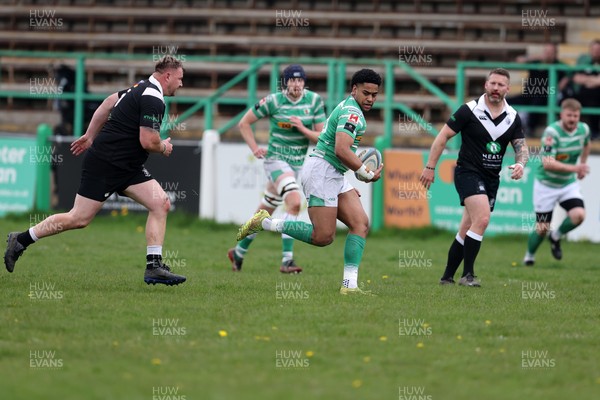 260425 - Caerphilly v Taffs Well - Admiral National League 2 East Central -  John Leko of Caerphilly scores a try 