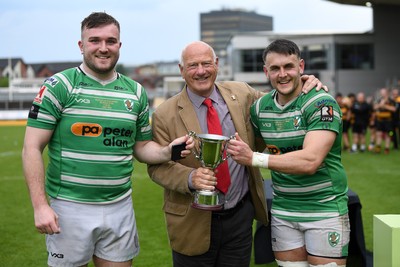 110525 - Caerphilly RFC v St Albans RFC - Mens Divison 2 Cup Final - Caerphilly celebrate lifting the trophy at full time