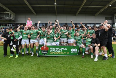 110525 - Caerphilly RFC v St Albans RFC - Mens Divison 2 Cup Final - Caerphilly celebrate lifting the trophy at full time