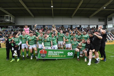 110525 - Caerphilly RFC v St Albans RFC - Mens Divison 2 Cup Final - Caerphilly celebrate lifting the trophy at full time