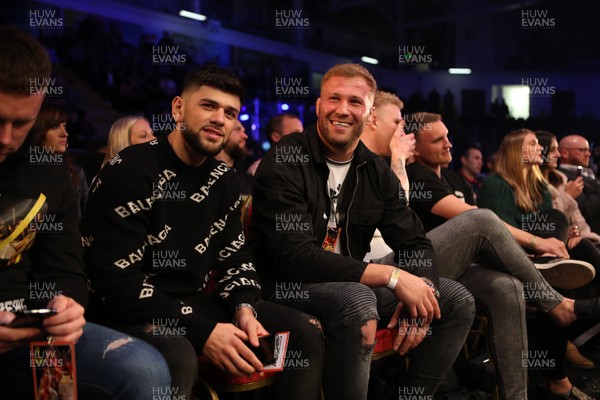 270419 - Cage Warriors 104 - Welsh boxer Joe Cordina sits alongside Wales rugby player Ross Moriarty