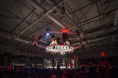 290918 - Cage Warriors 97 - Michael Corston (Black Shorts) v Struan Croxton, Port Talbot (Black and Red shorts) - 